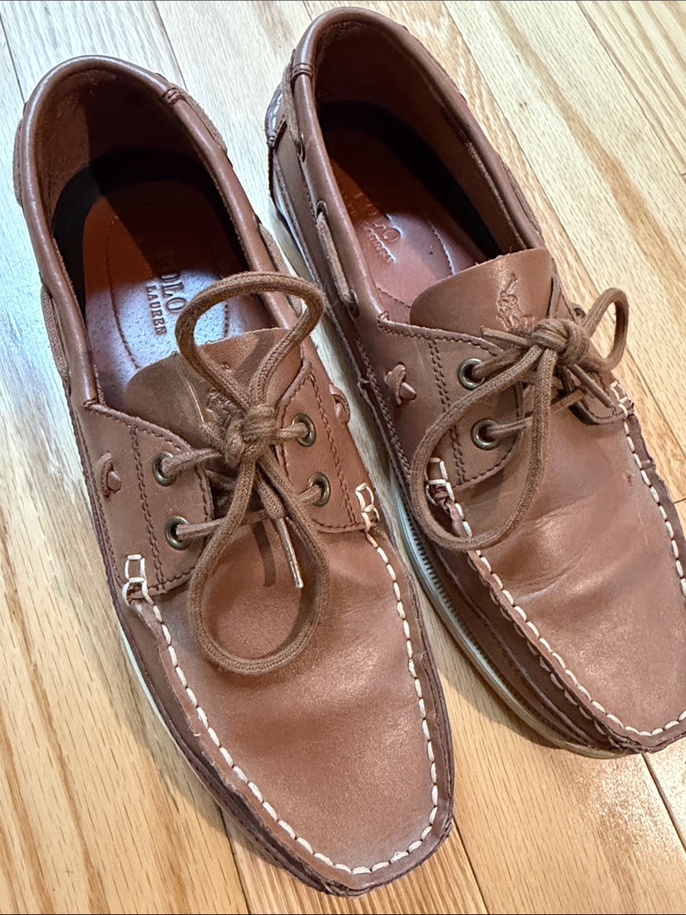 RALPH LAUREN men’s brown leather boat shoes